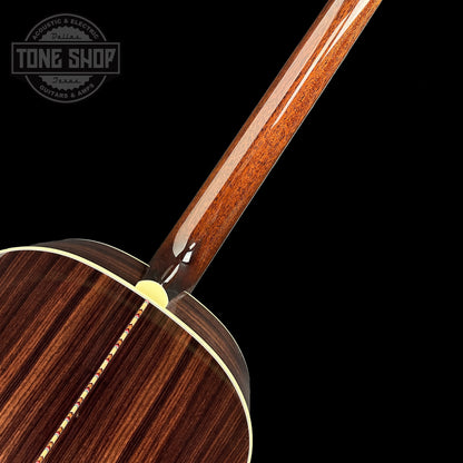 Back of neck of Collings CJ Rosewood Tigerstripe Pickguard Sunburst.