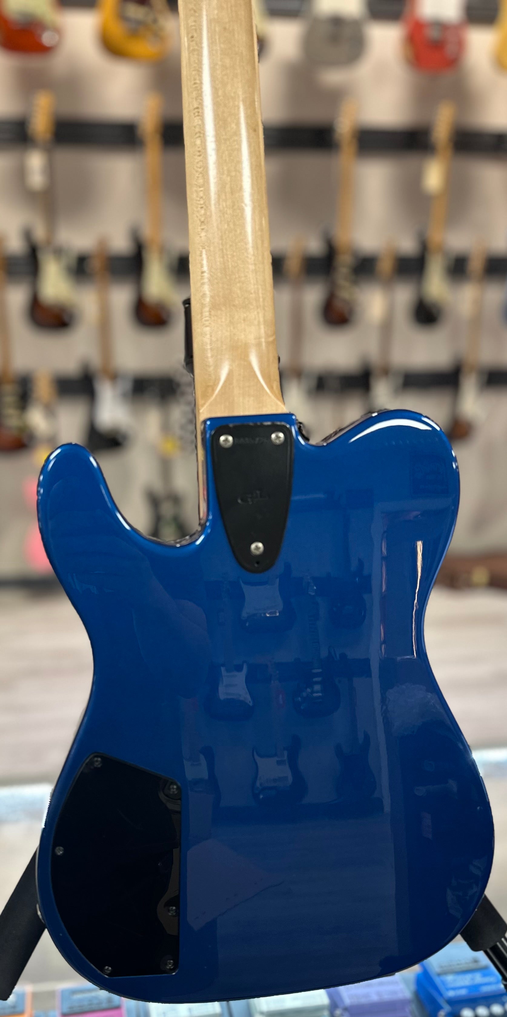 Back of Used G&L ASAT Thinline Bass Blue w/case TSS4072