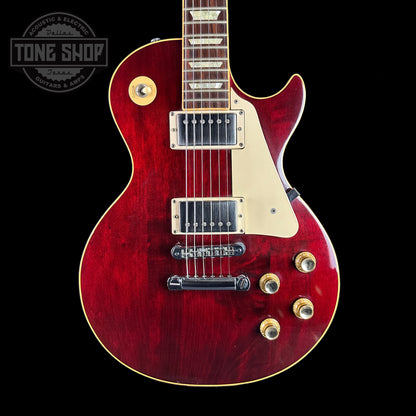 Front of Vintage 1977 Gibson Les Paul Standard Wine Red.