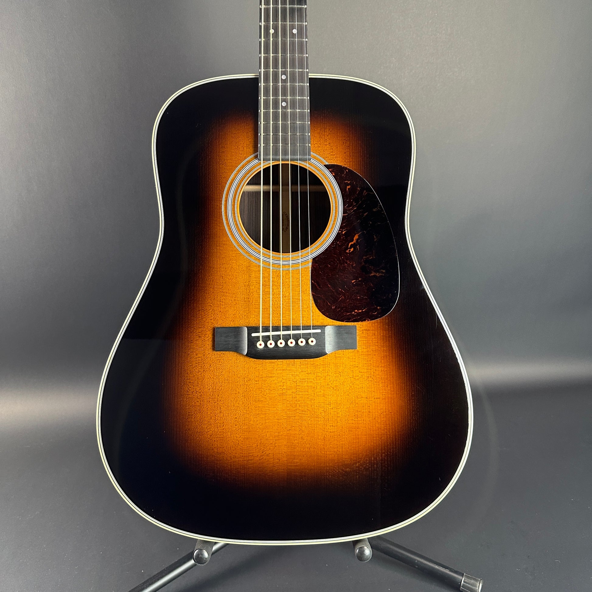 Front of Used Martin D-28 Sunburst.