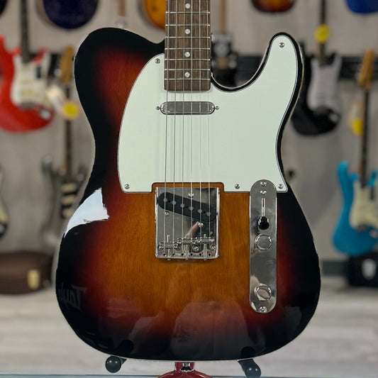 Front of Used Squier Classic Vibe 60s Telecaster Custom 3 Tone Sunburst