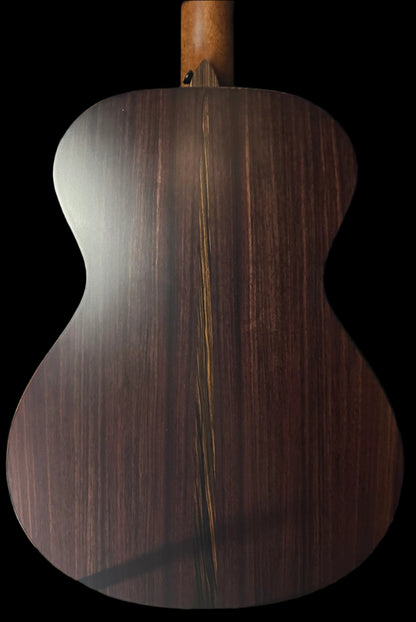 Back of Used Taylor Custom GC Stripey Cedar & Rosewood w/ "Super Necessary" Custom Label w/case TSS4826