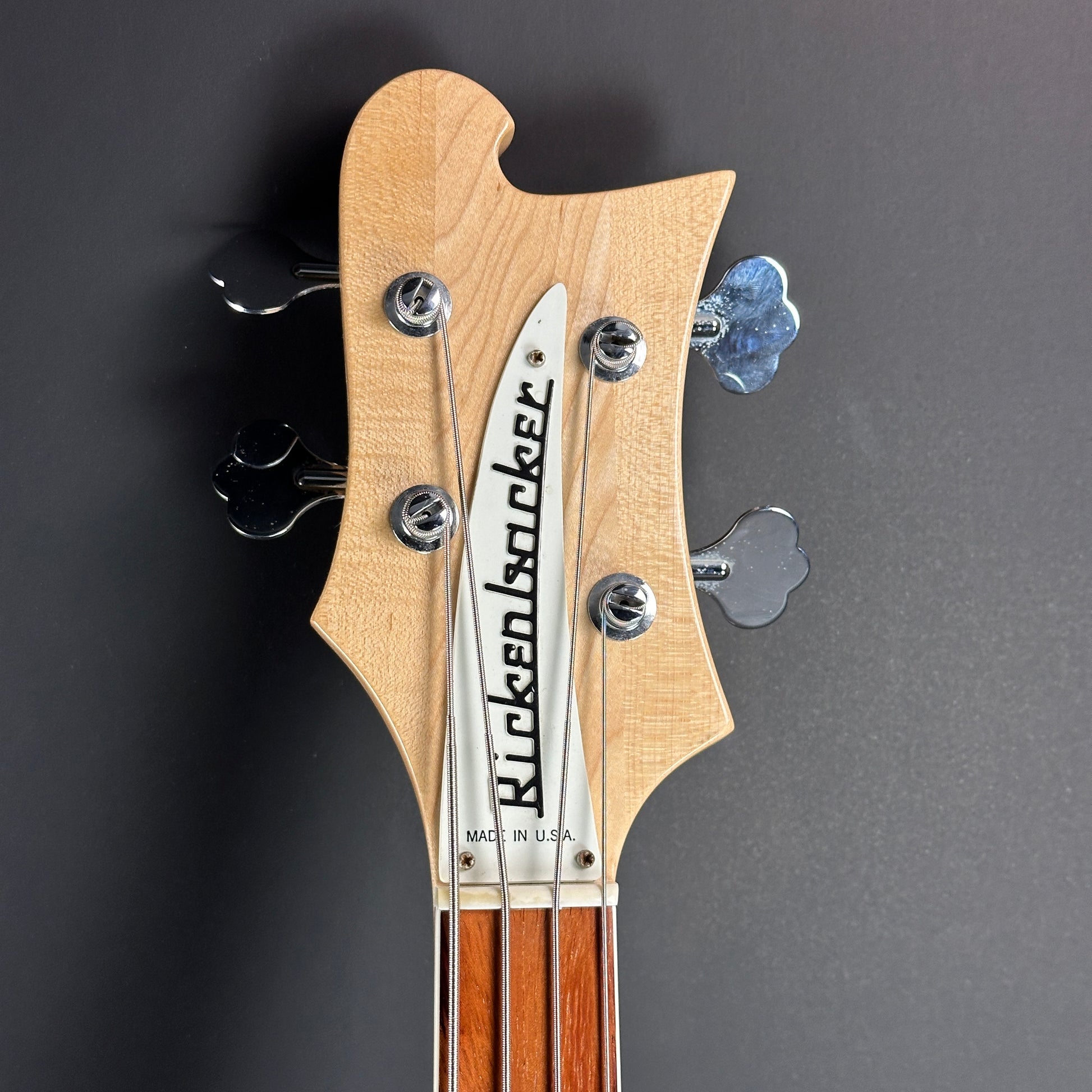 Front of headstock of Used 2004 Rickenbacker 4003 Natural.