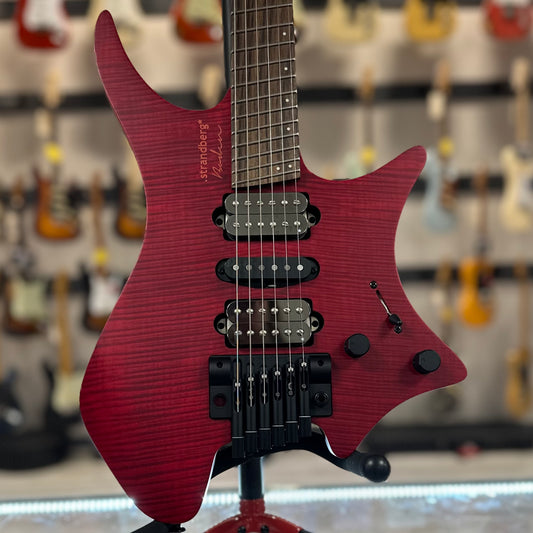 Front of Used Strandberg Boden NX Alex Machacek Edition Transparent Red Burst w/bag TSS4657