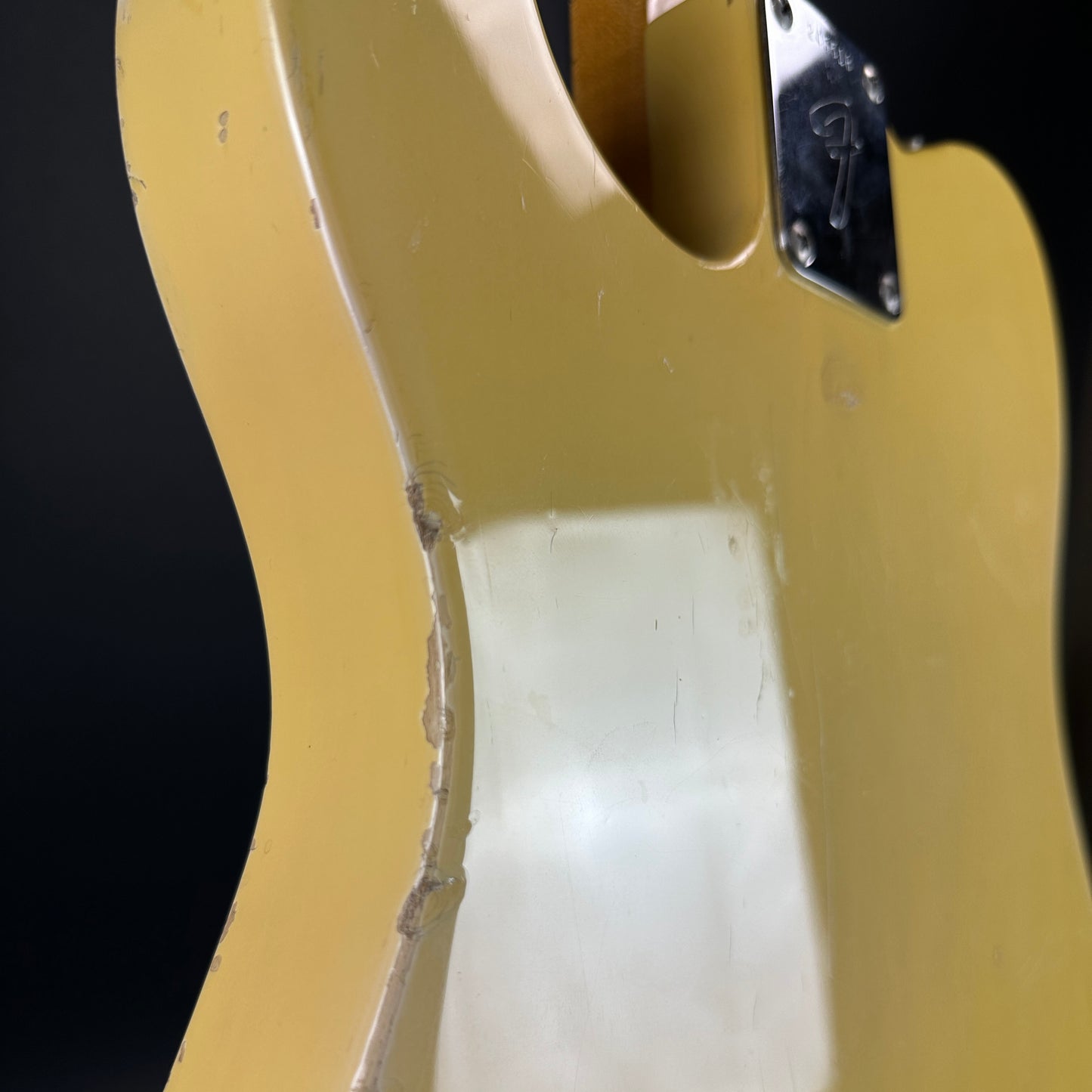 Wear on back edge of Vintage 1968 Fender Telecaster Vintage White.