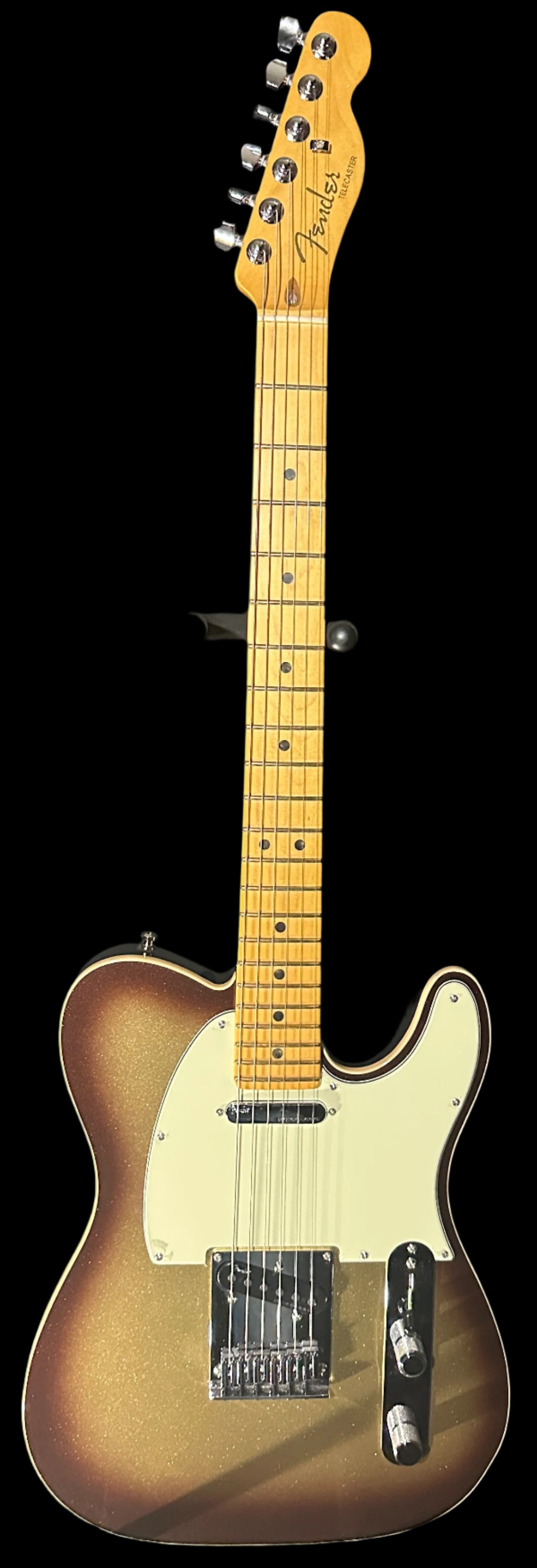 Full front of Used 2024 Fender American Ultra Telecaster Mocha Burst w/case TSS4946