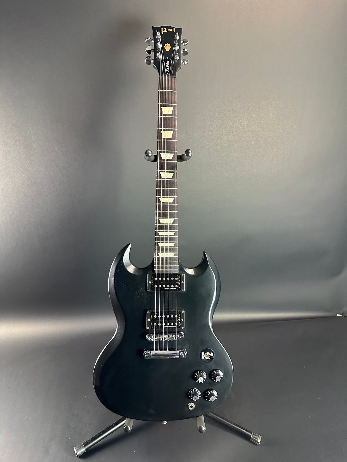 Full front of Used Gibson SG 70's Tribute Black.