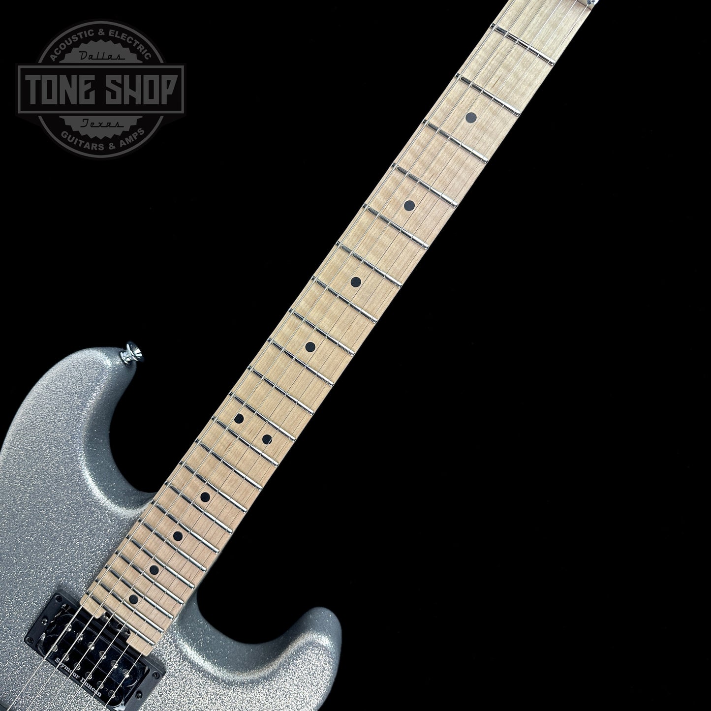 Fretboard of Charvel Custom Shop SD 2H FR Silver Sparkle.