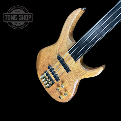 Front angle of Used Carvin 4 String Lined Fretless Bass.