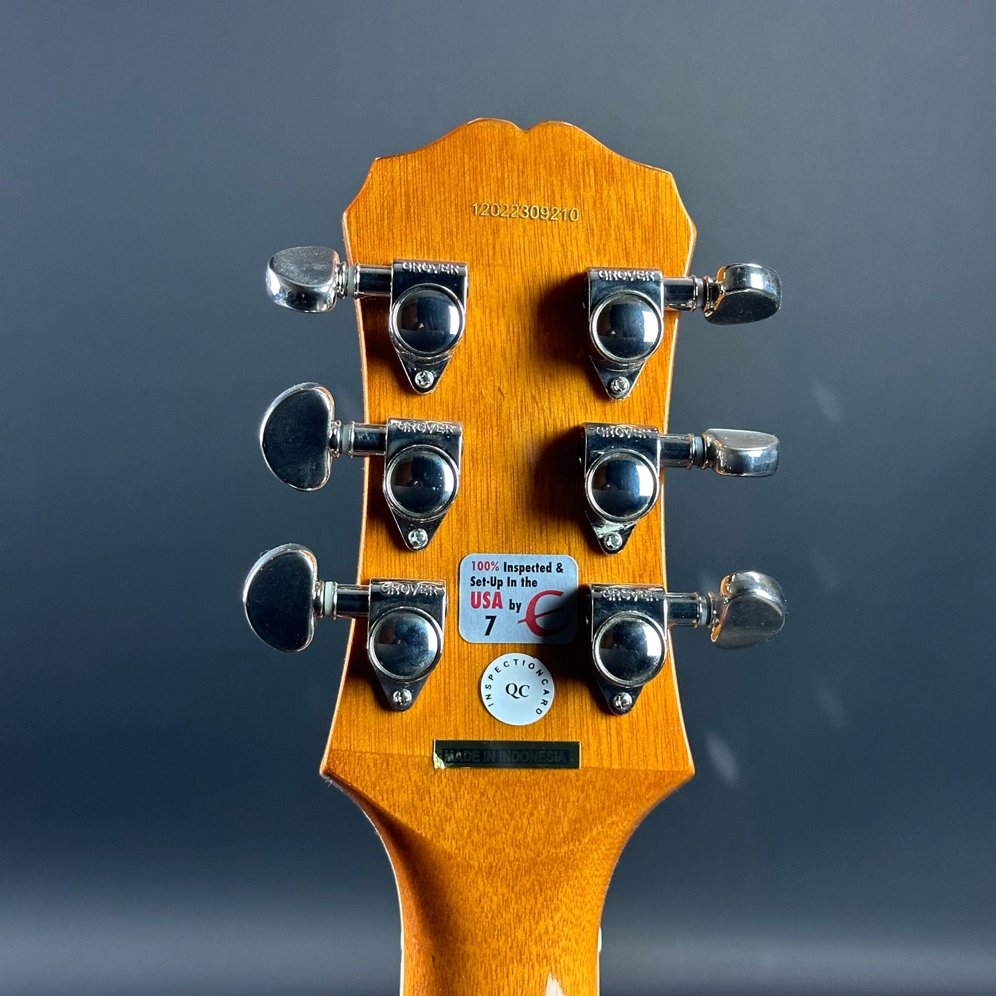 Back of headstock of Used Epiphone Nighthawk Custom Reissue.