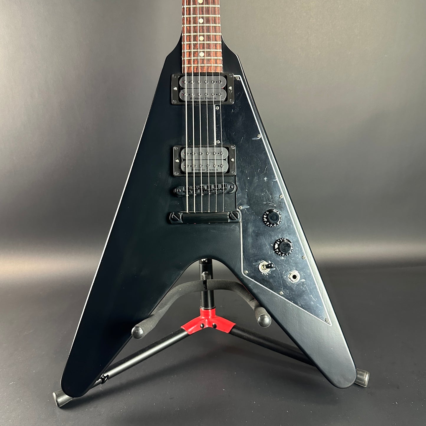 Front of Used Gibson flying V B2 Black.