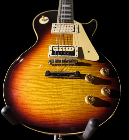 Flame on Used Max Guitars By Max Baranet 1959 Replica LP Sunburst w/ Brazillian Board w/case TSS4914