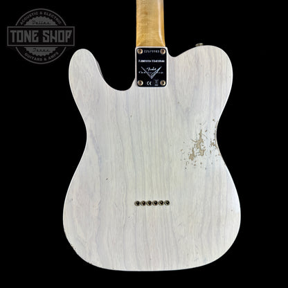 Back of Fender Custom Shop Limited Edition 'Bobbed" Tele Thinline Relic Aged White Blonde.