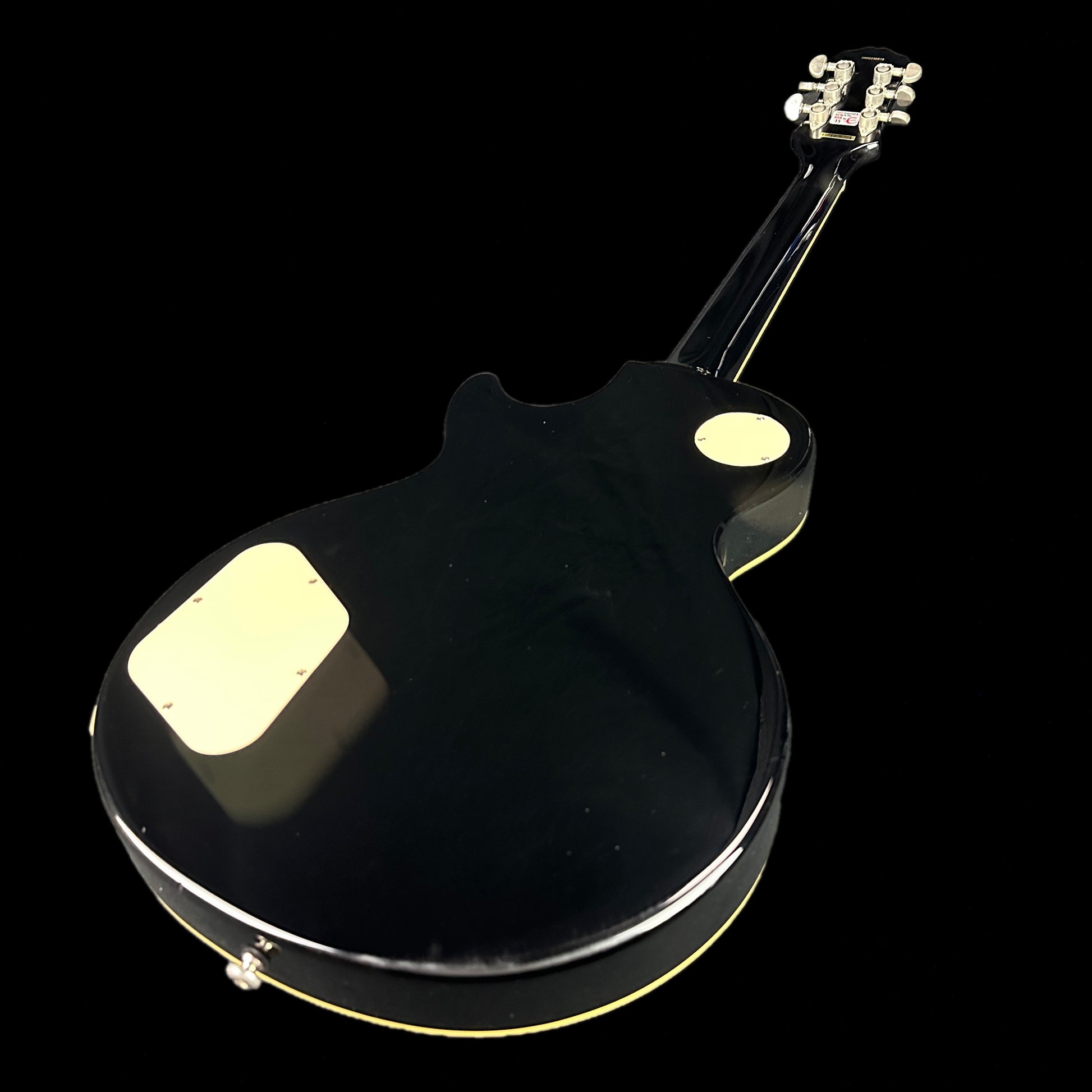 Back angle of Used Epiphone Les Paul Standard Ebony.