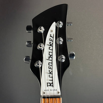 Front of headstock of Used Rickenbacker 620 Black.