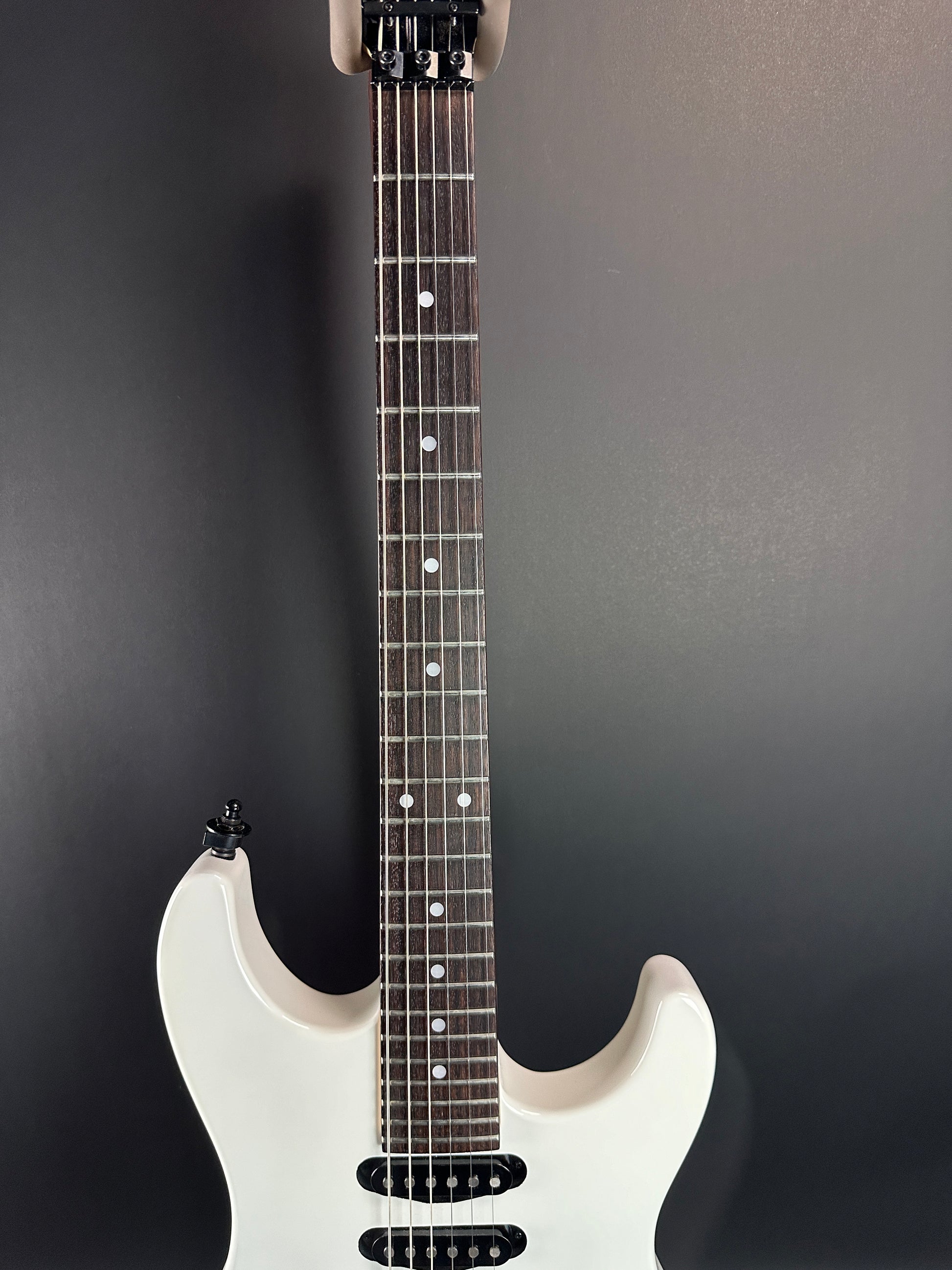 Fretboard of Used Fender Limited Edition HM Strat Bright White.