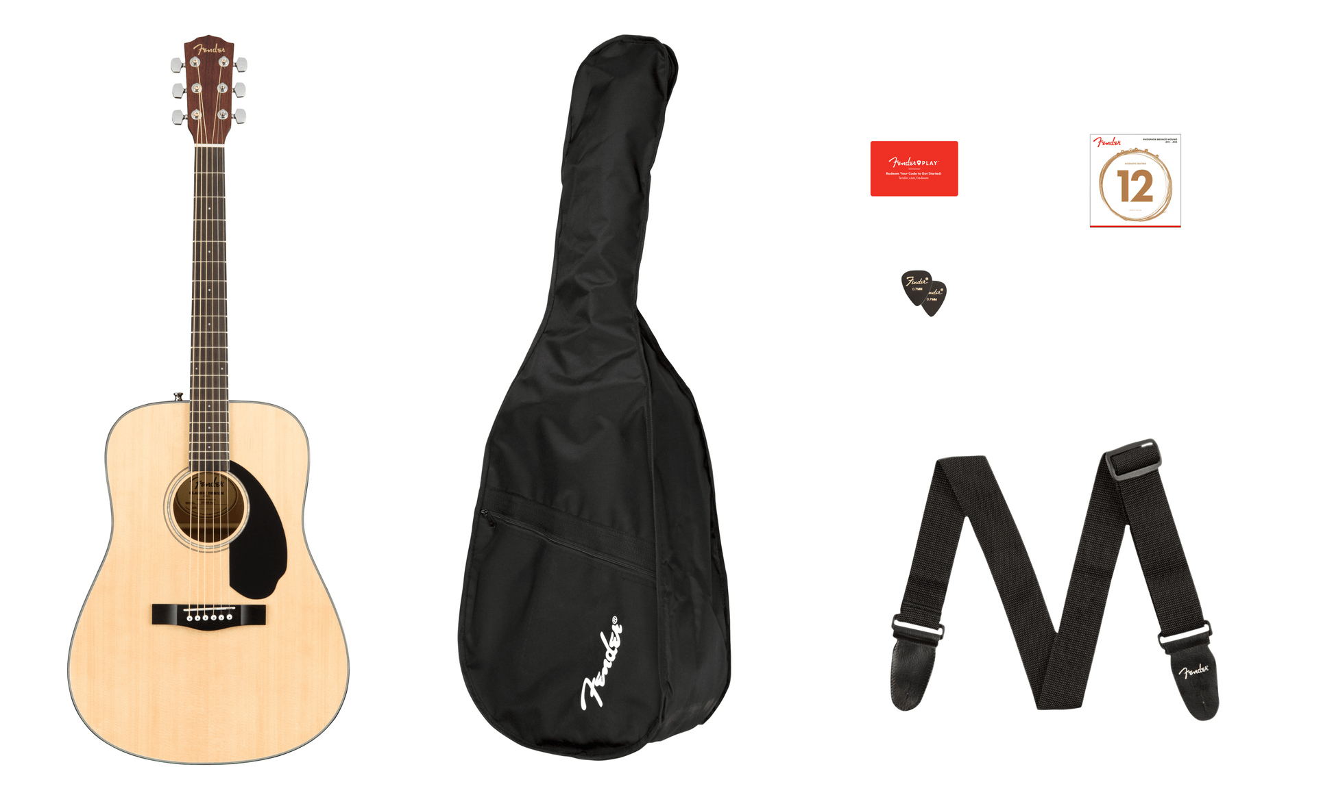 Bundle items in the Fender CD-60S Dreadnought Pack V2 Natural.