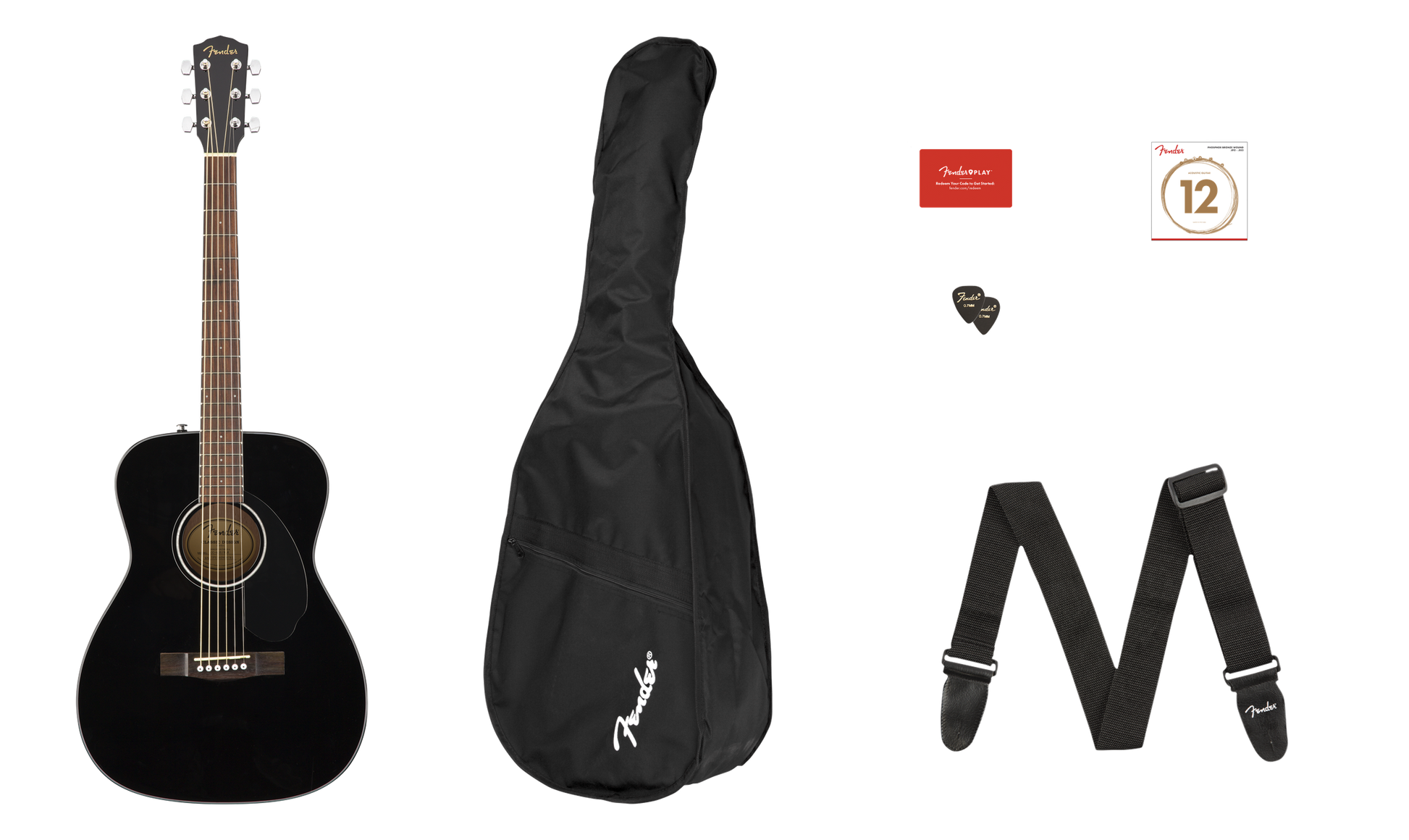 Bundle items of the Fender CC-60S Concert Pack V2 Black.