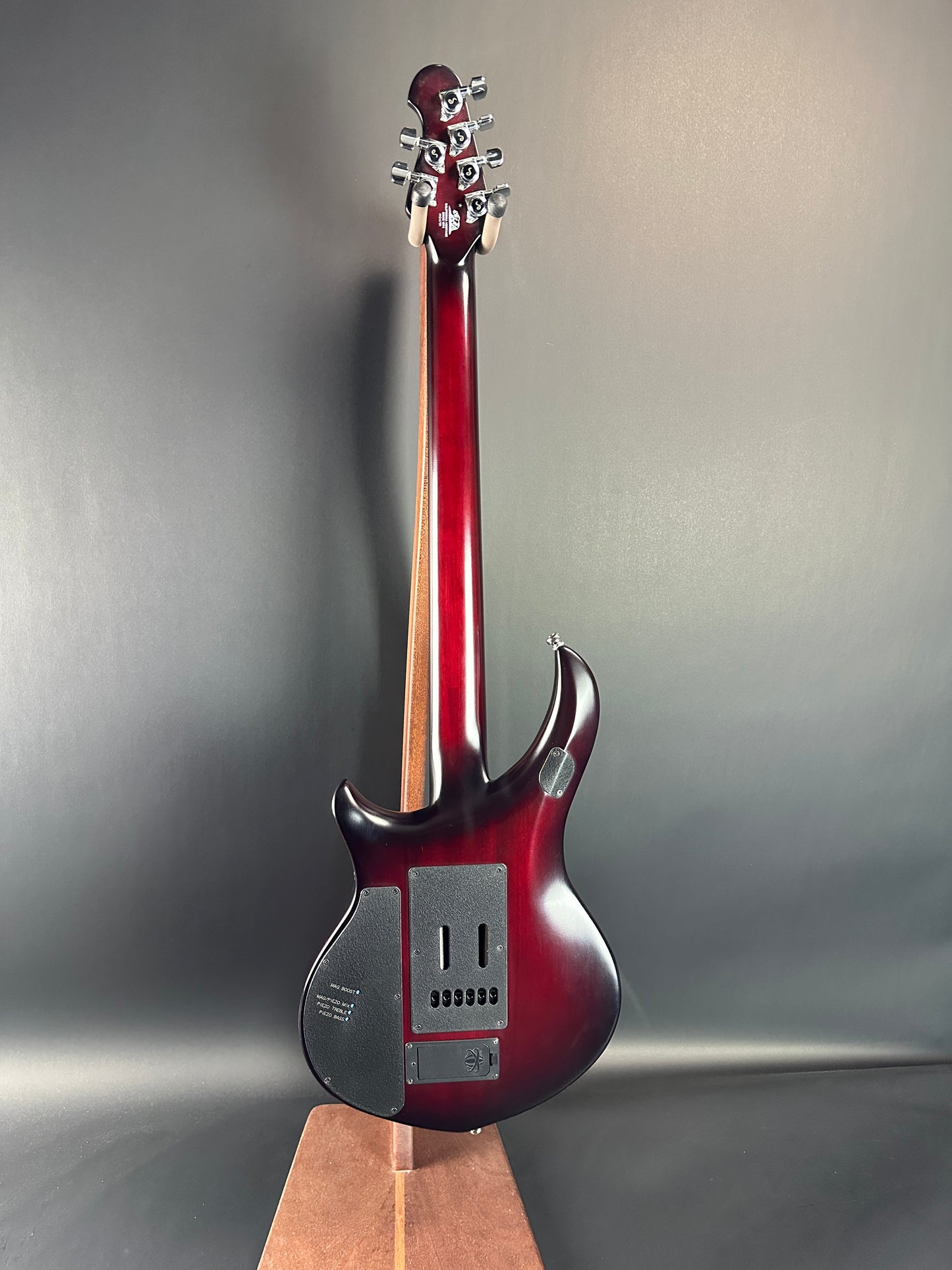 Full back of Used Ernie Ball Petrucci Monarch Majesty Red.