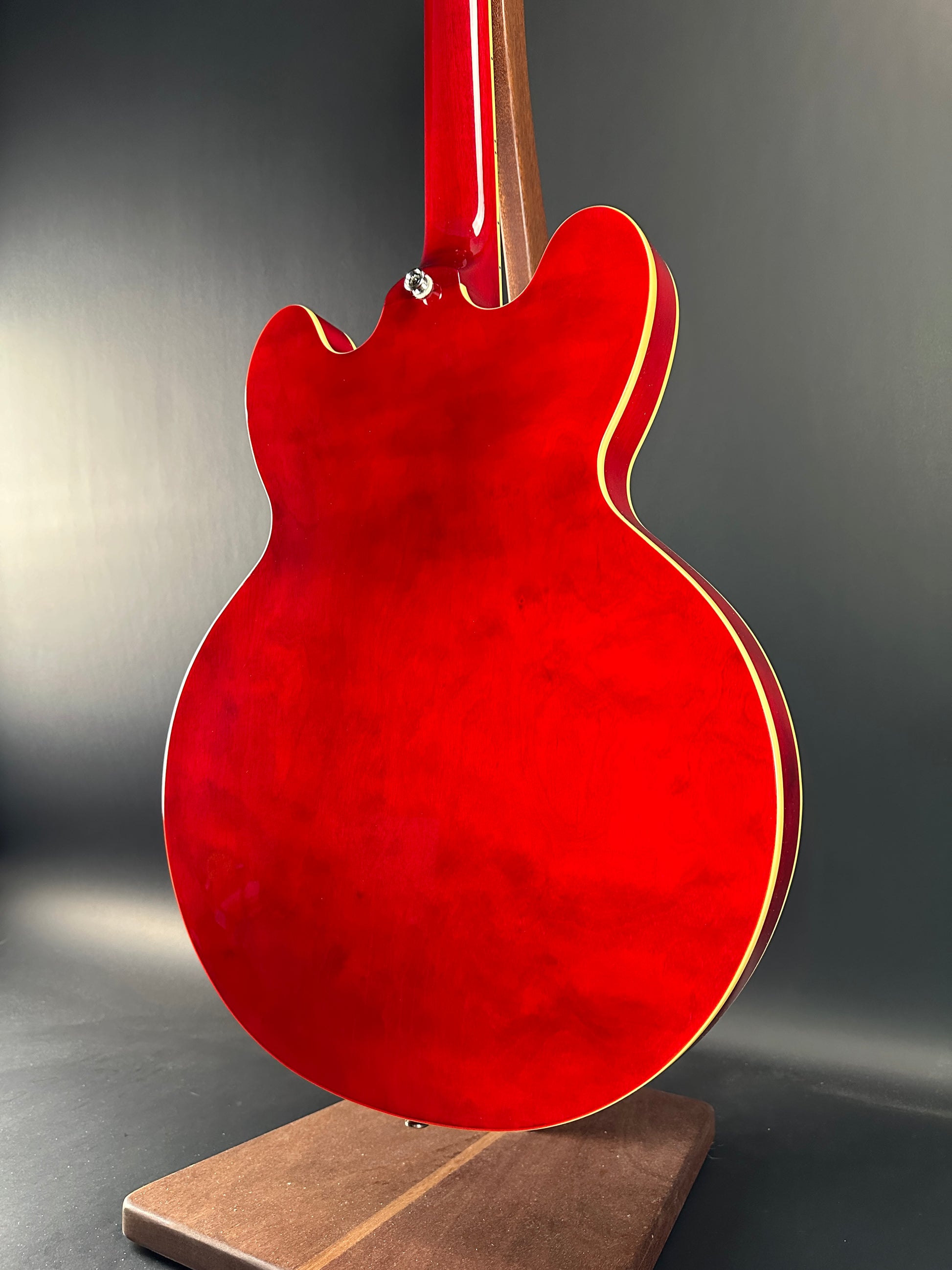 Back angle of Used Epiphone 335 IG Cherry Red.