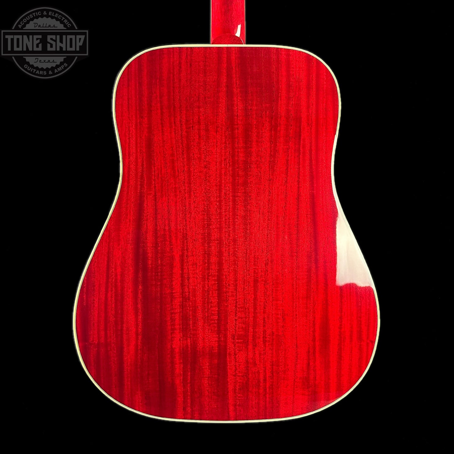 Back of body of Gibson Custom Shop M2M Hummingbird Standard Cherry.