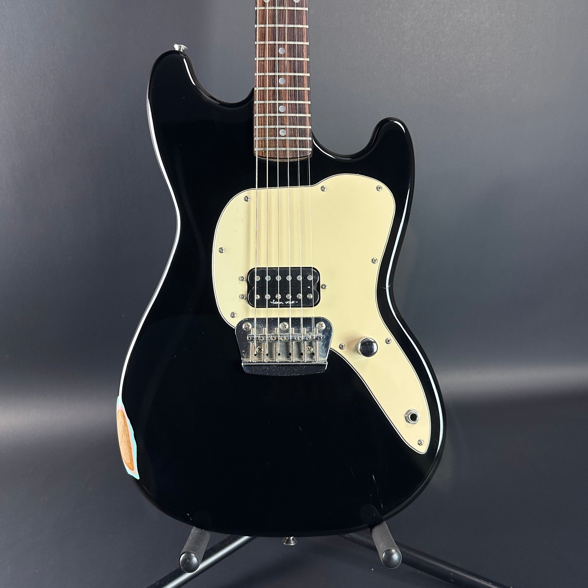 Front of Used 1999 Squier Vista Musicmaster Black.