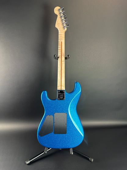 Full back of Charvel Custom Shop San Dimas 2H FR Blue Sparkle.