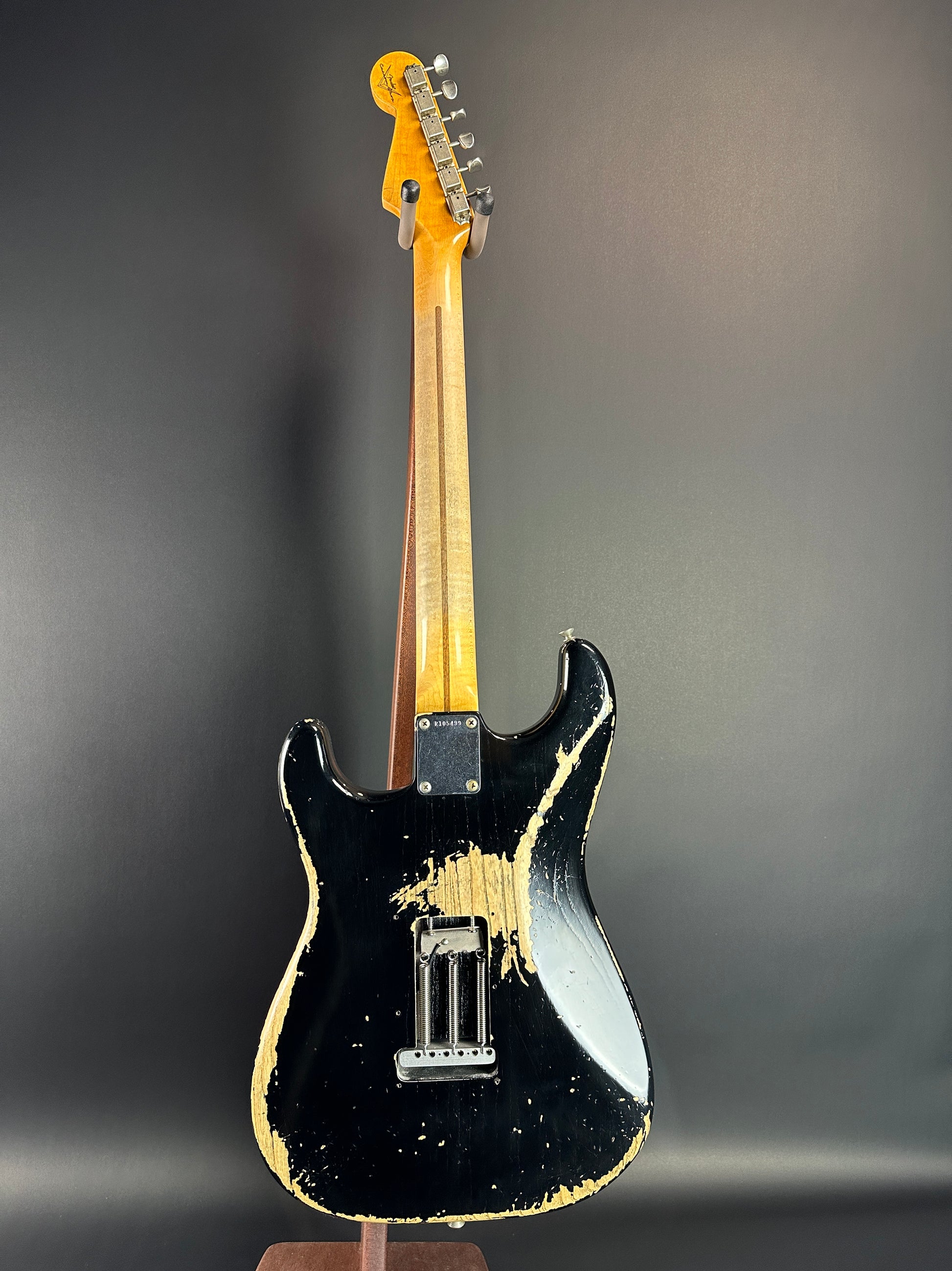 Full back of Used Fender Custom Shop '57 Stratocaster Relic Black.