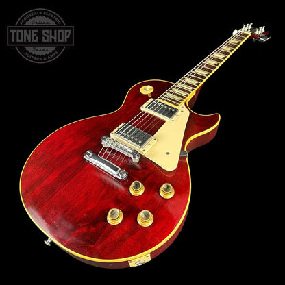 Front angle of Vintage 1977 Gibson Les Paul Standard Wine Red.