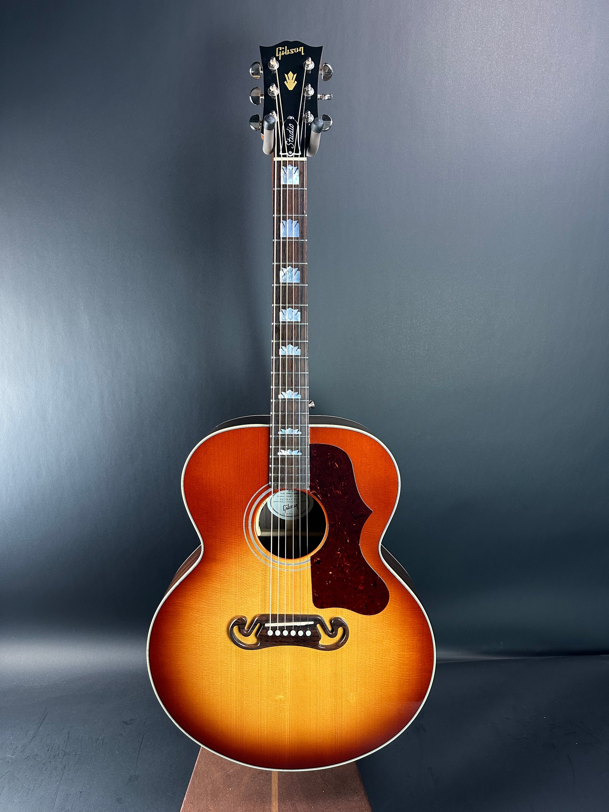 Full front of Used Gibson SJ-200 Studio Rosewood Burst.