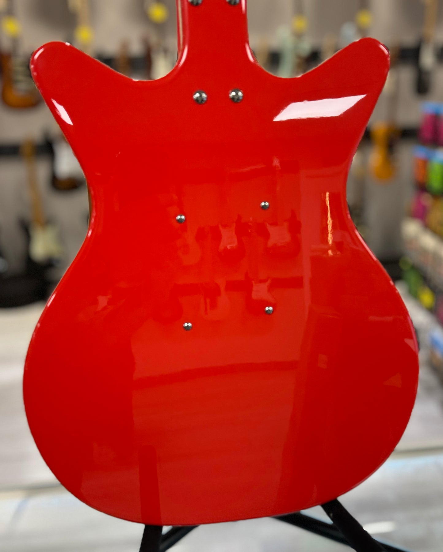 Back of Used Danelectro 59 Coral Red