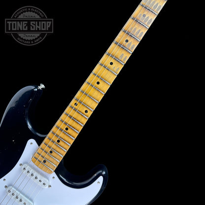 Fretboard of Fender Custom Shop Limited Edition Fat '54 Strat Relic With Closet Classic Hardware Aged Black.