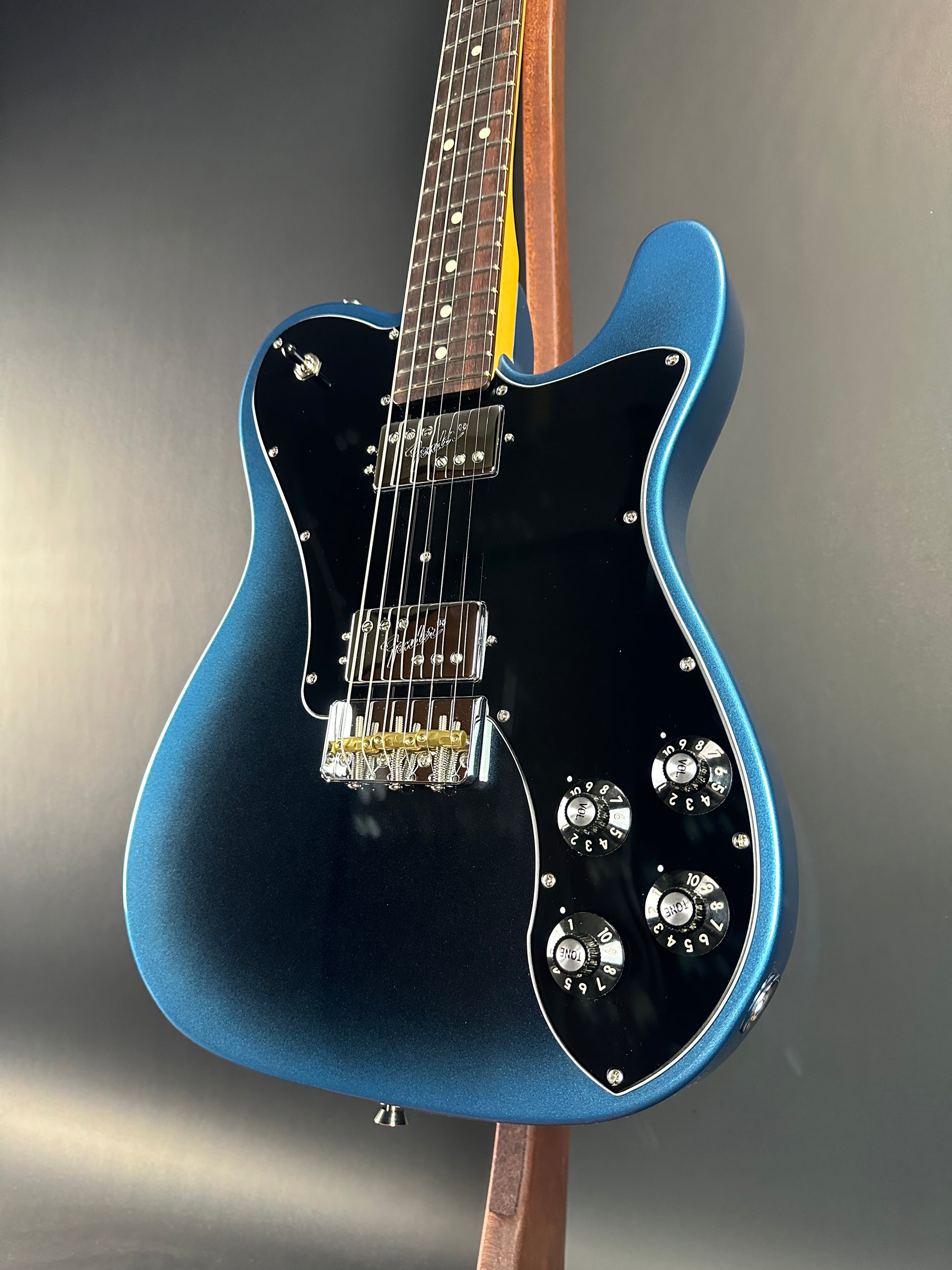 Front angle of Used Fender American Pro II Telecaster Deluxe Dark Night.