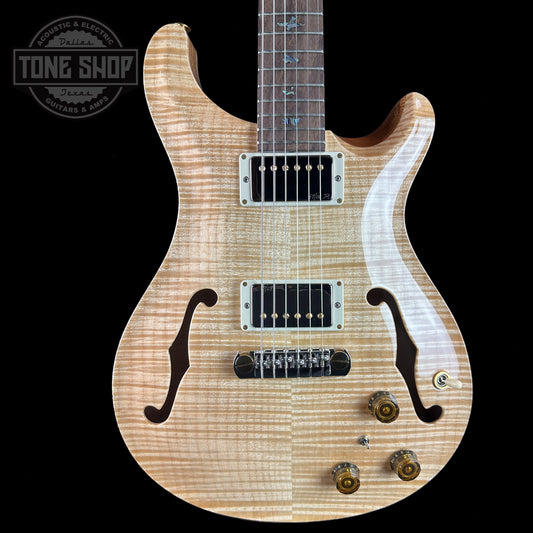 Front of PRS Wood Library Hollowbody II Piezo 10-top Natural.