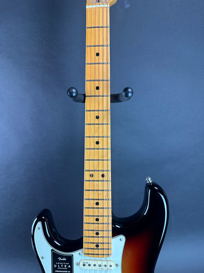 Fretboard of Used Fender American Ultra Stratocaster Left Hand Ultraburst.