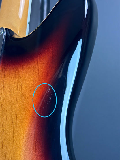 Mark on back of body of Used Fender Kurt Cobain Jaguar 3-Color Sunburst.