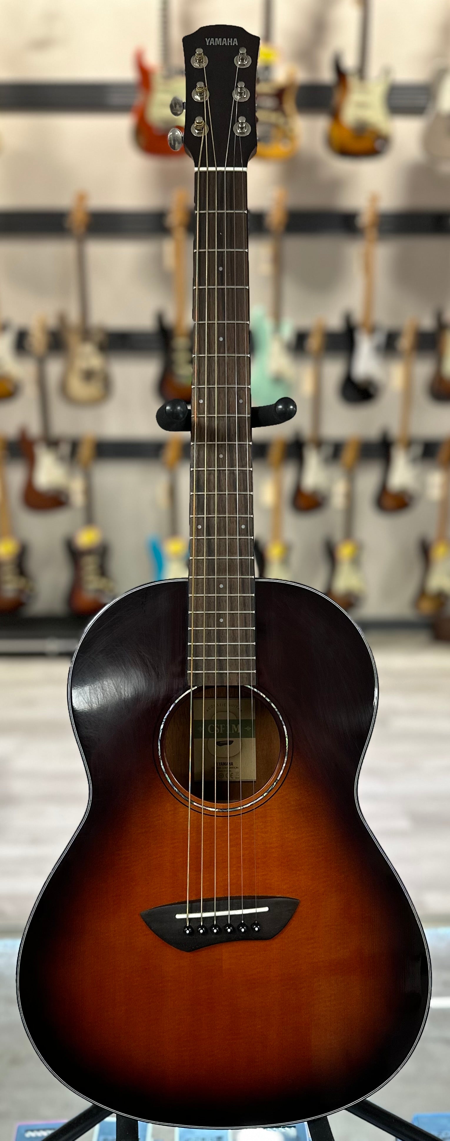 Full front of Used Yamaha CSF1M Parlor Sunburst TSS4309