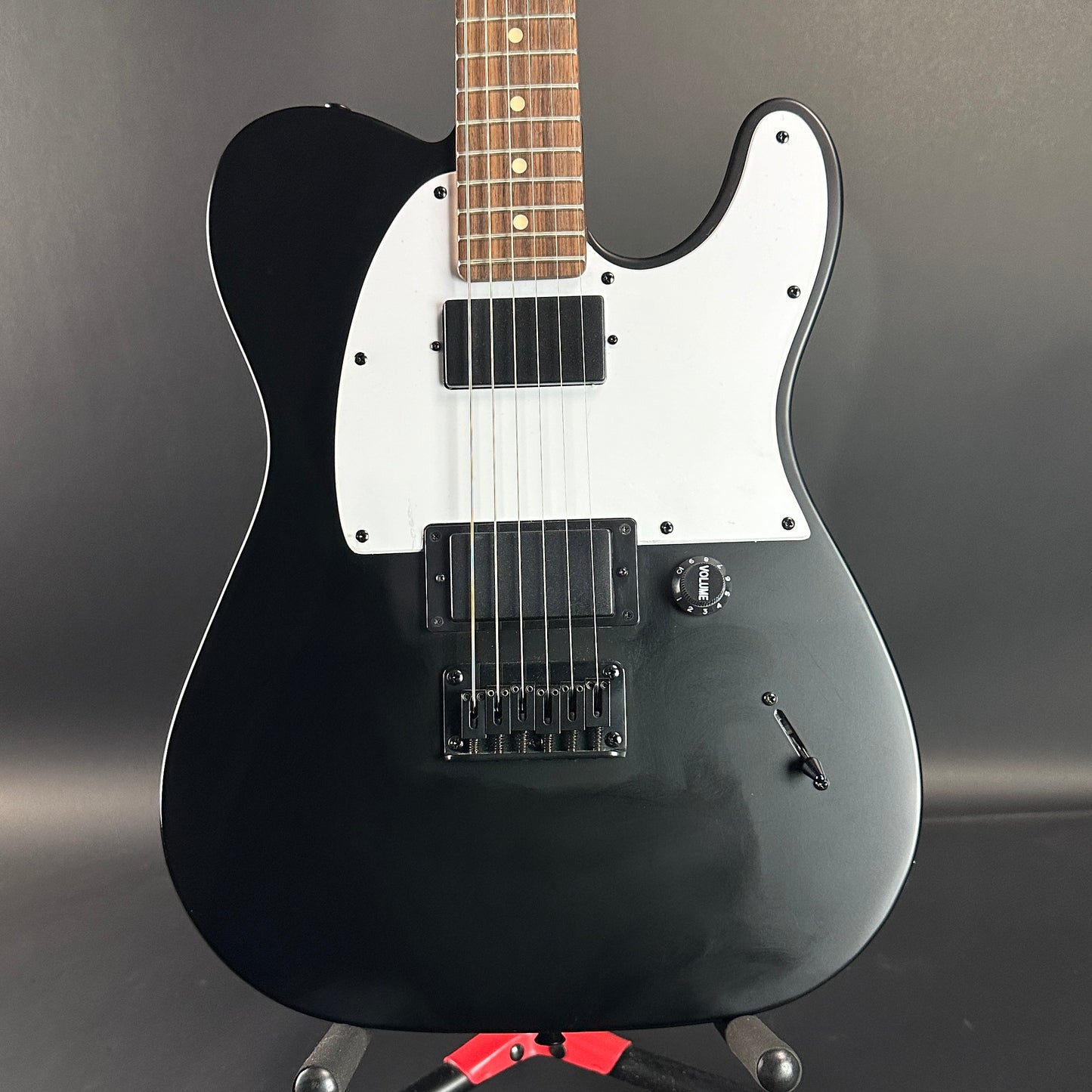 Front of Used Squier Jim Root Tele Black.