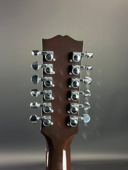 Back of headstock of Used Gibson J-45 Standard 12 String Vintage Sunburst.