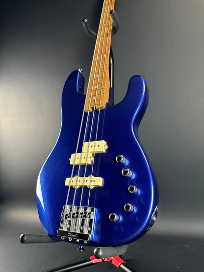 Front angle of Used Charvel Pro Mod Bass Blue.