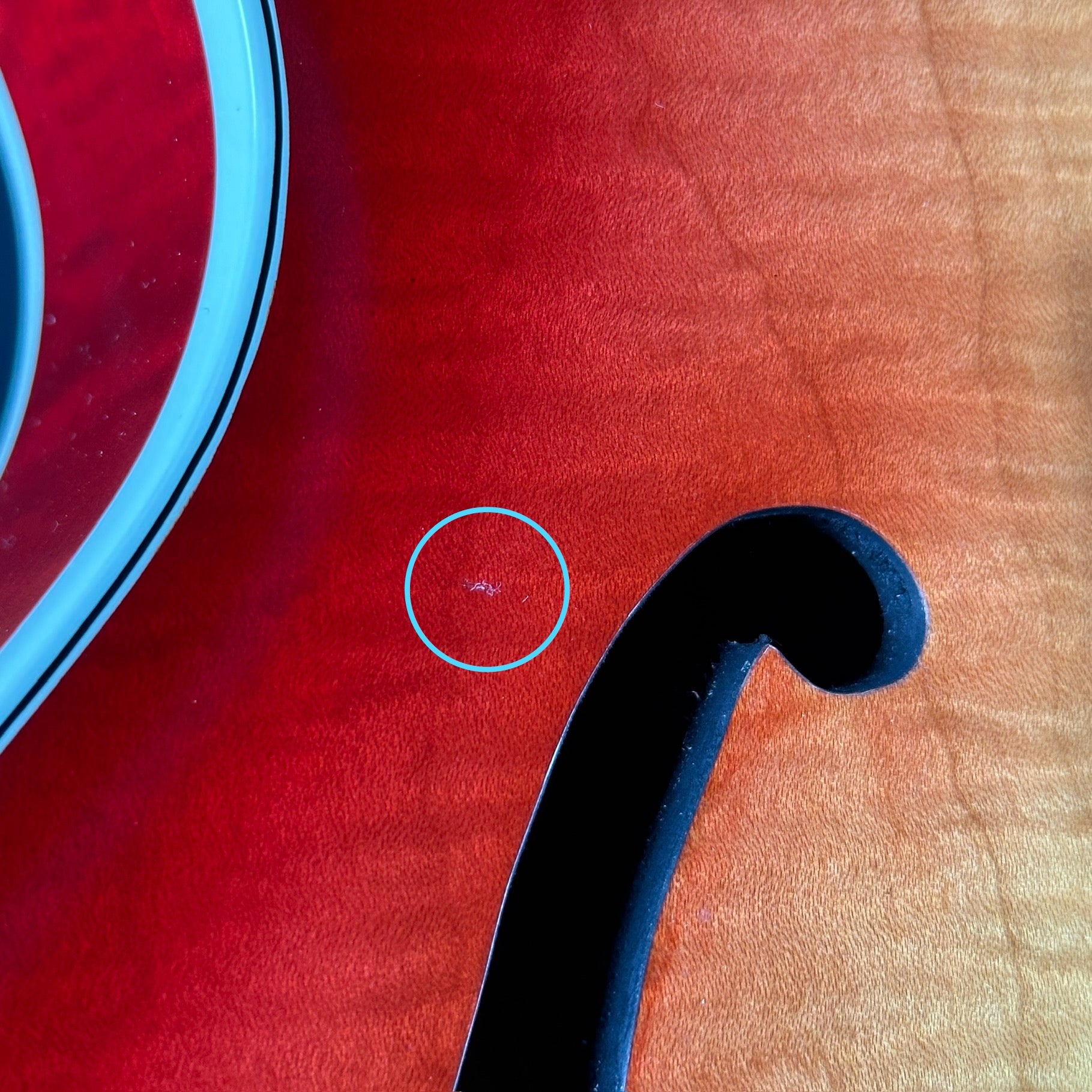 Ding near F hole of Used 2005 Gibson ES-137.