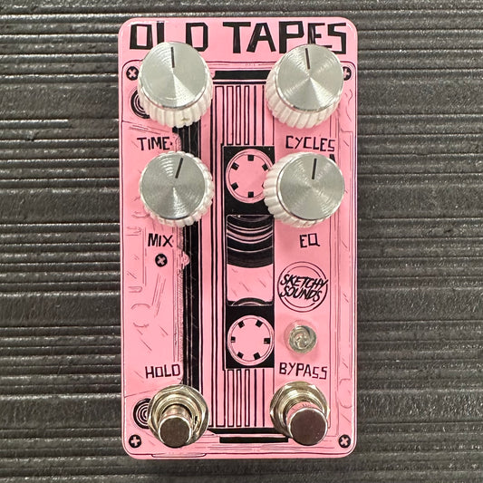 Top of Used Sketchy Sounds Old Tapes Delay Pedal (Pink) w/Box TSS4299