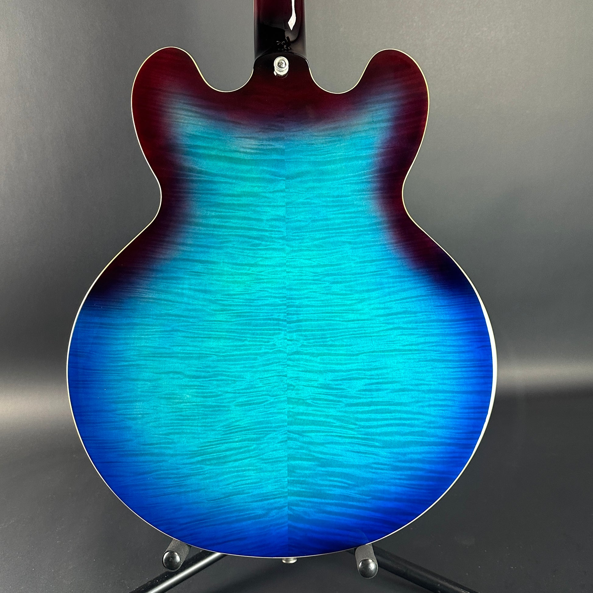 Back of Used Epiphone ES-335 Figured Blueberry Burst.