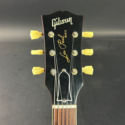 Front of headstock of Used Gibson Custom Shop '58 Les Paul R8 VOS Lemonburst.