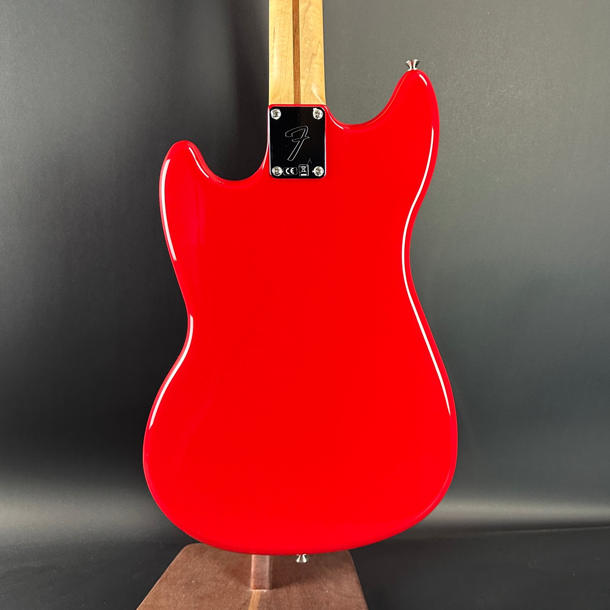 Back of Used Fender Mustang PJ Bass Torino Red.