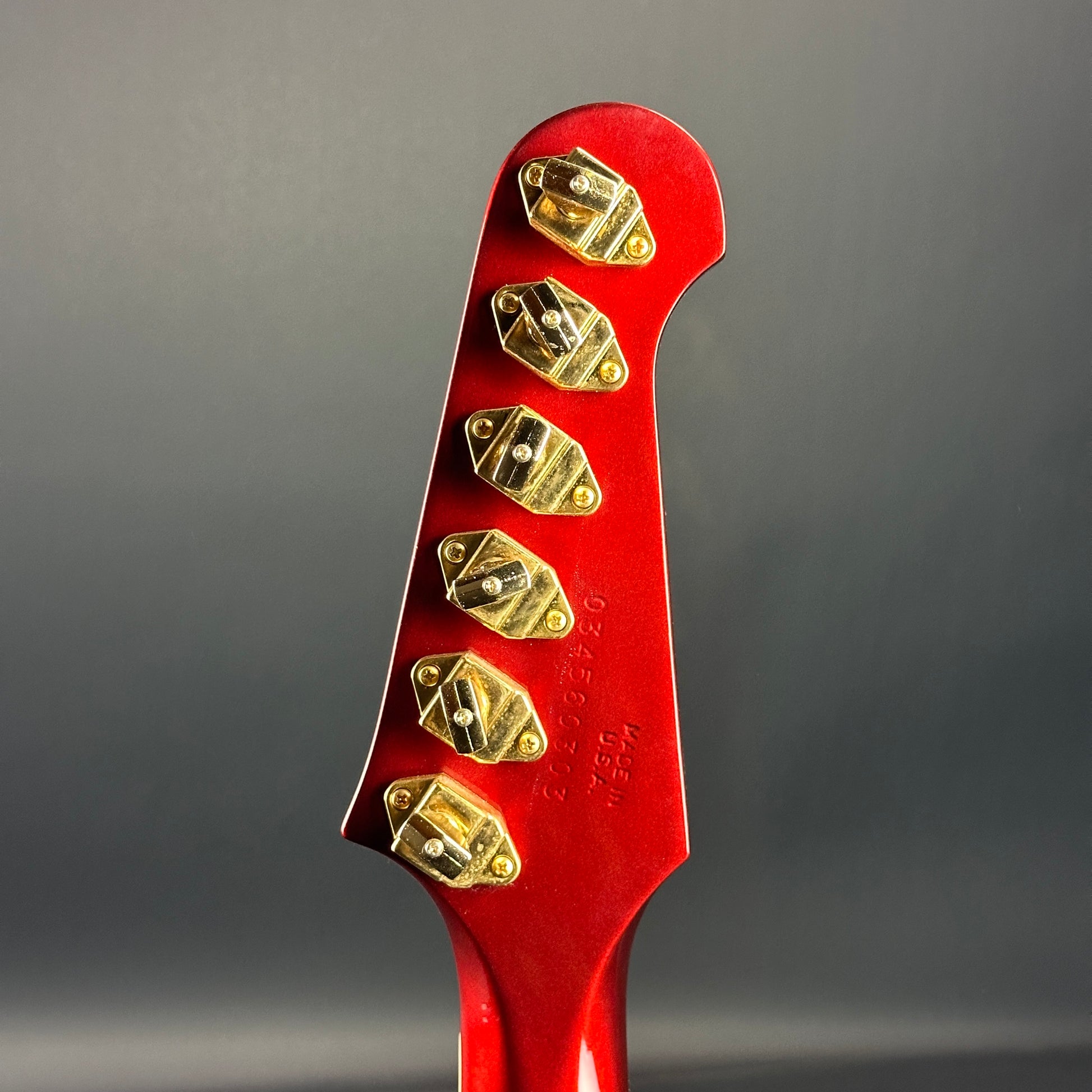 Back of headstock of Used 2006 Gibson Firebird VII Red Metallic.