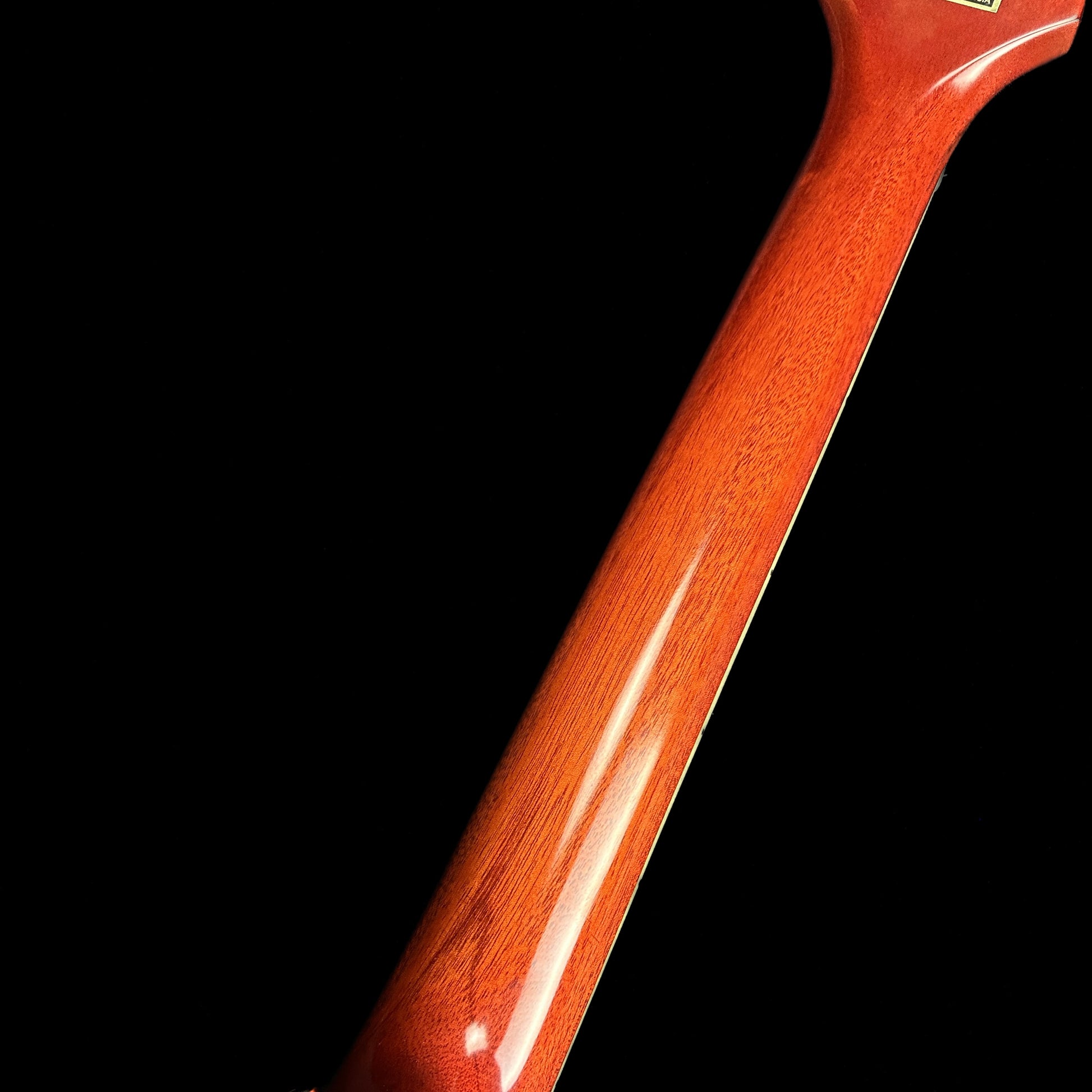 Back of neck of Used Epiphone Hummingbird Cherry Burst AE.