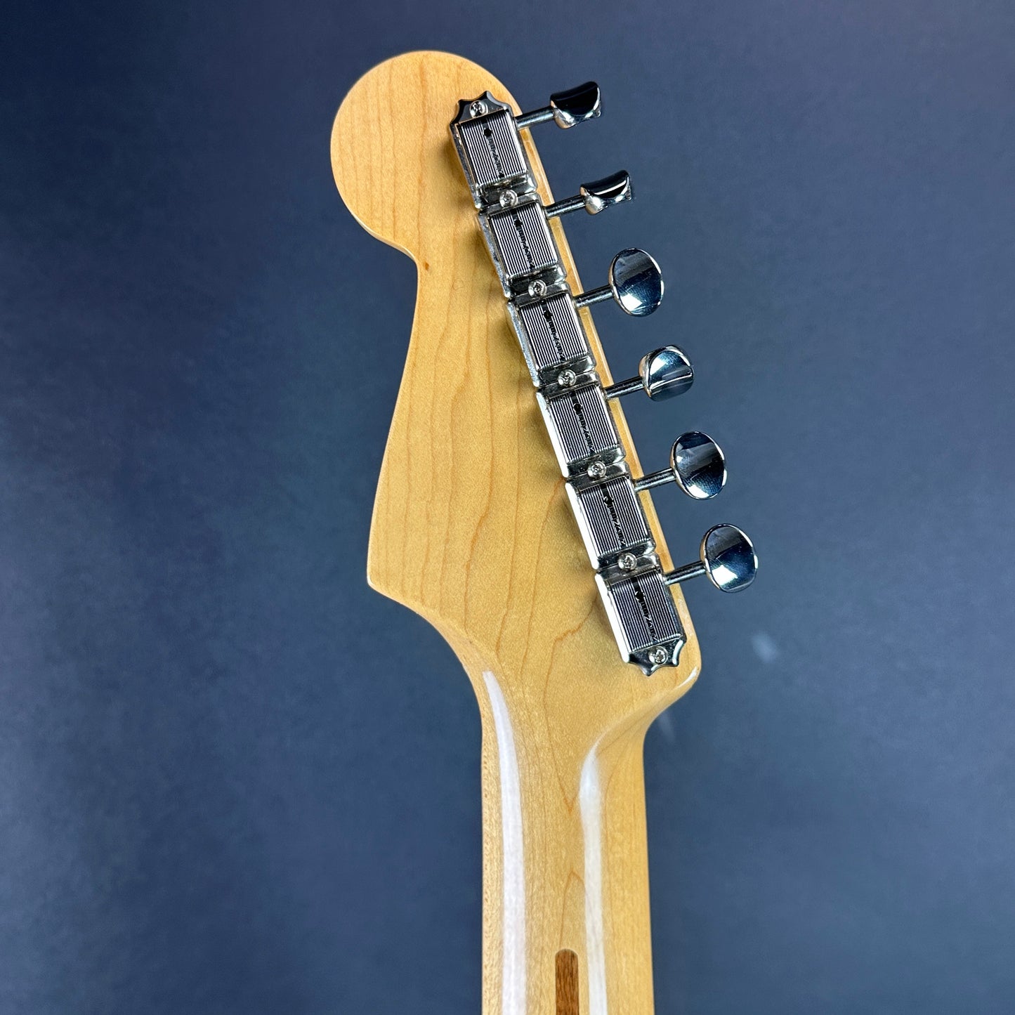 Back of headstock of Used 2017 Fender Wildwood '56 Strat Sunburst.