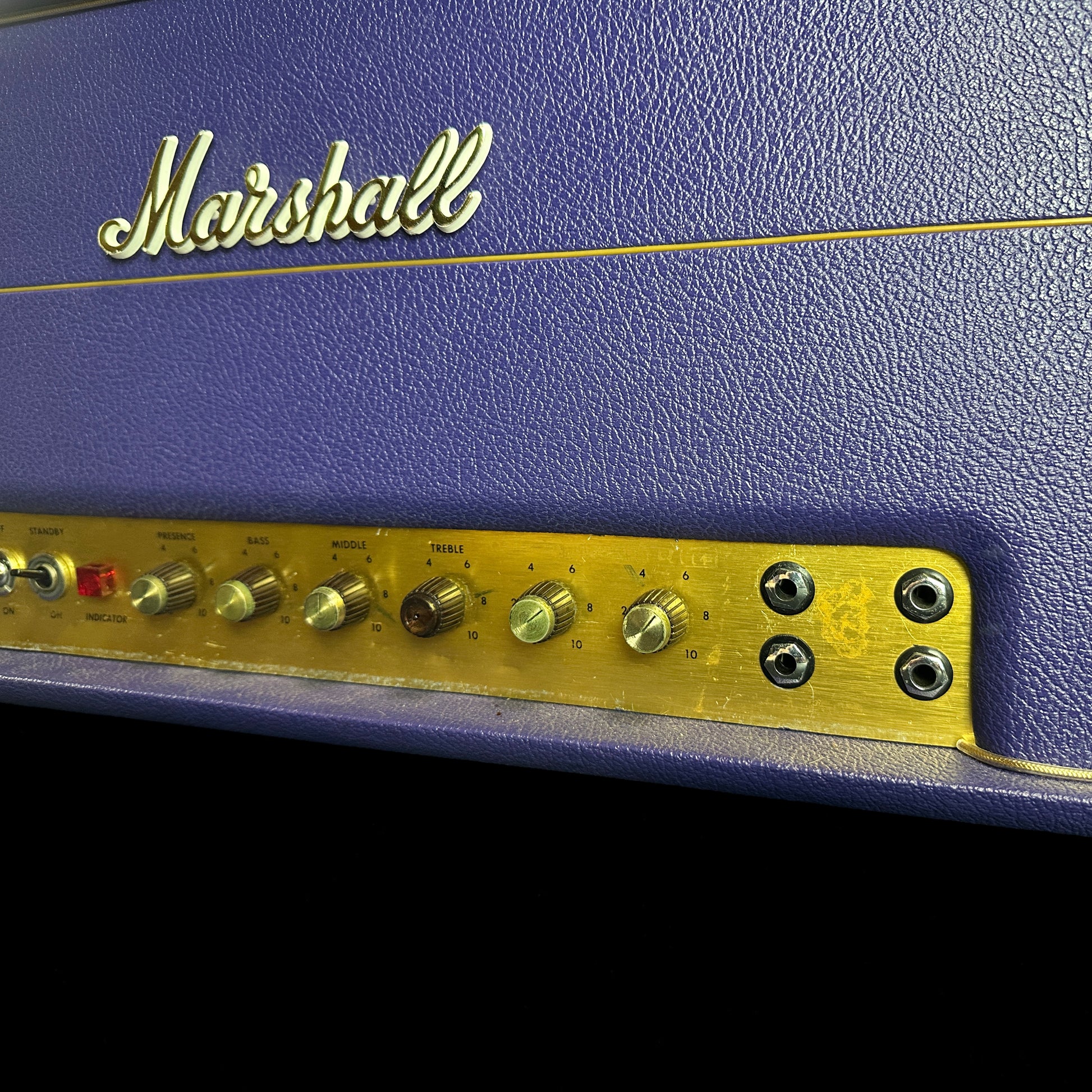 Front panel of Vintage 1973 Marshall Plexi Purple.