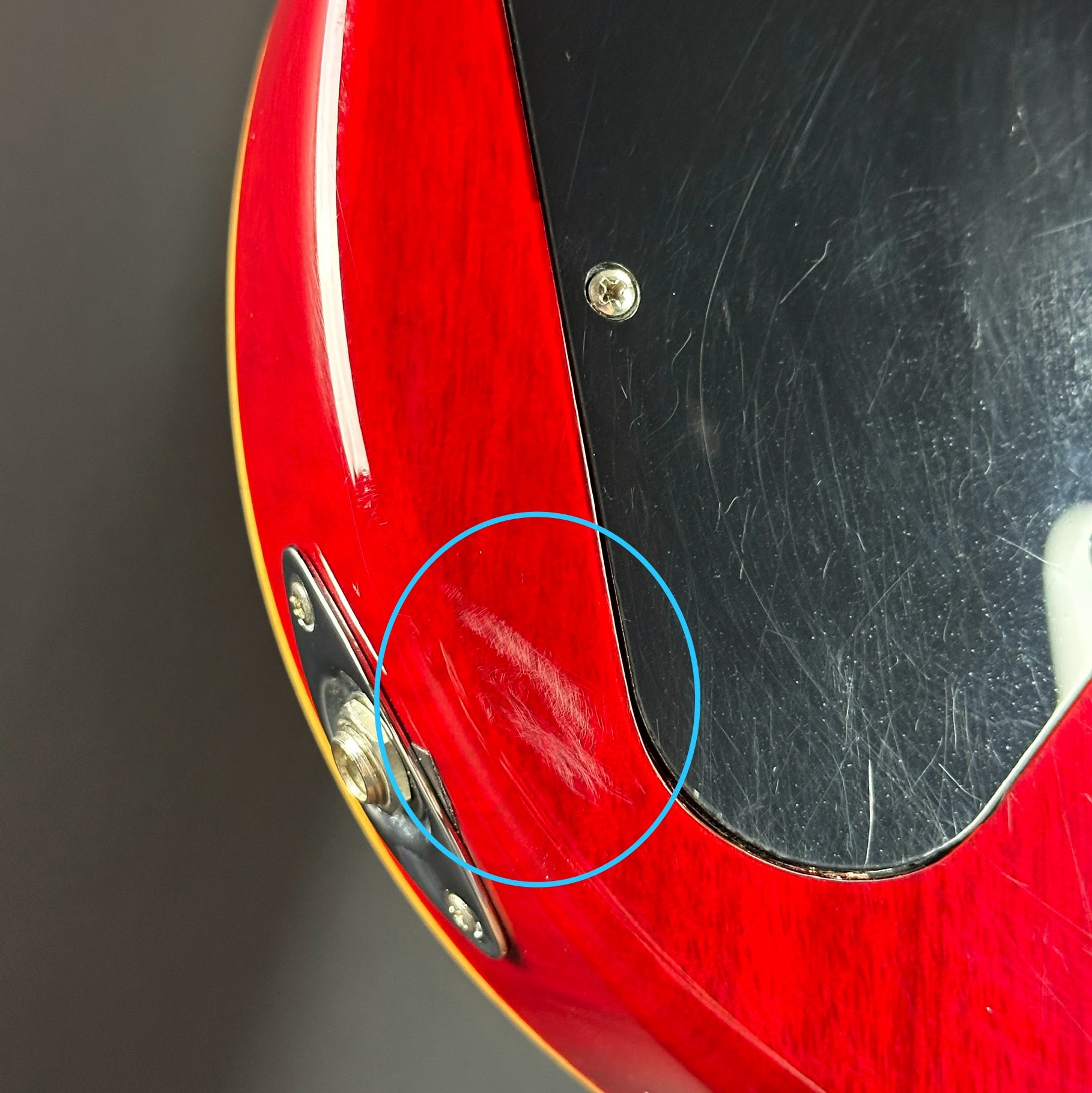 Scratches on back of Used PRS SE Mark Tremonti Cherryburst.